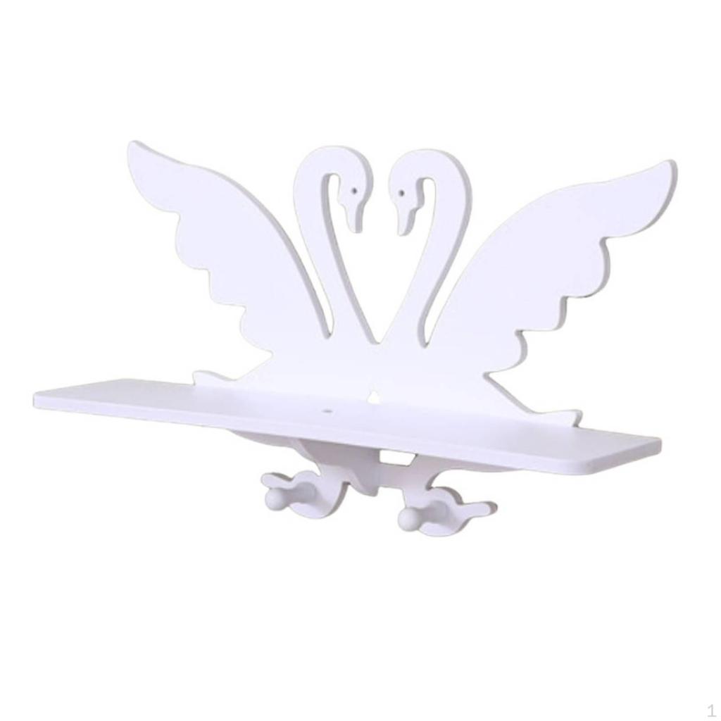 Swan Decorative Wall Shelf Pastoral Design WallMounted SpaceSaving White Rack with