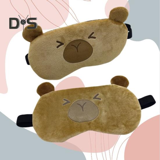 Capybara Light Blocking Eye Cover with Elastic Band Plush Cartoon Animal Hot Cold Compress Eye Shade Men Women Travel Nap Sleeping Blackout Eye Cover