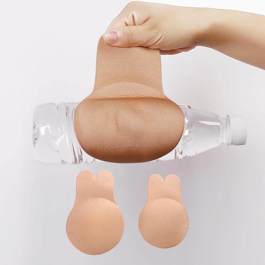 FINETOO Sutiã push up autoadesivo com orelha de coelho, feminino, pegajoso, invisível, silicone, sem alças, costas nuas