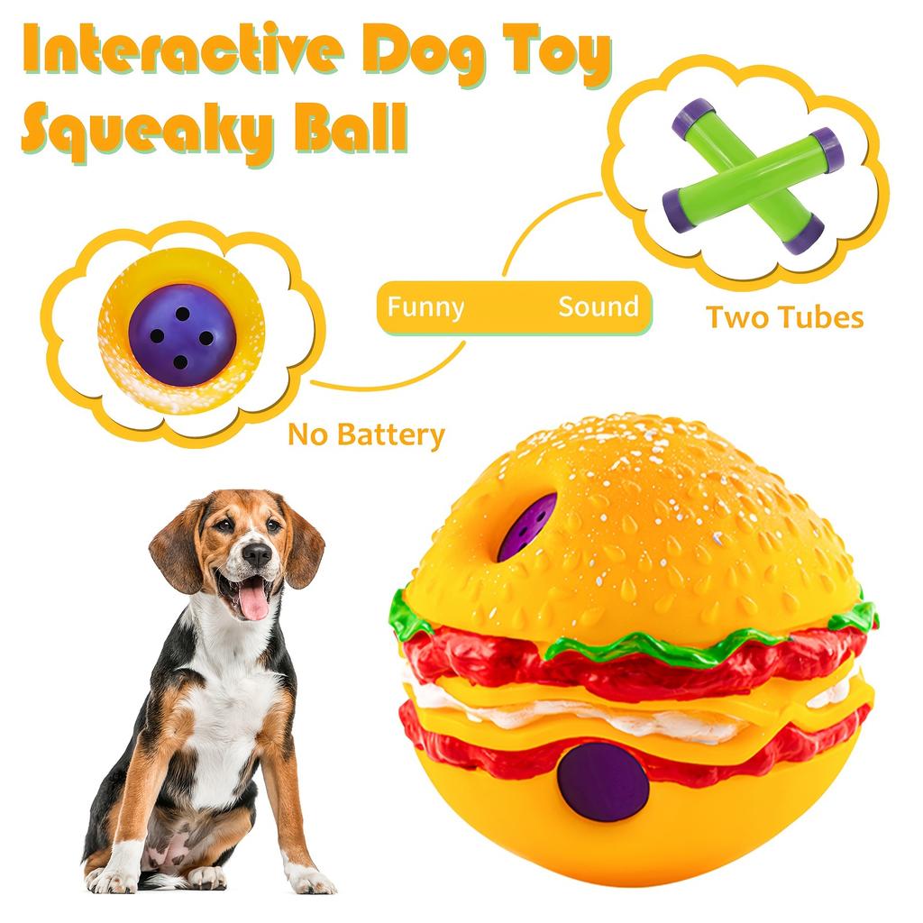 Interactive Dog Toy Shaped Ball for Aggressive Chewers - Teeth Cleaning Ball for Small Breed Dogs, Orange, for Indoor and Outdoor Play