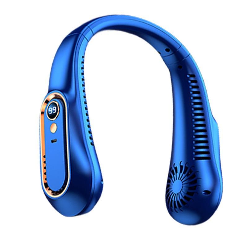 

Шейный безлопастной вентилятор Мини-сверхдолгий срок службы Портативный ленивый бесшумный вентилятор USB-зарядка Студенческий спортивный офис Цифровой дисплей Мощность 5 передач синий