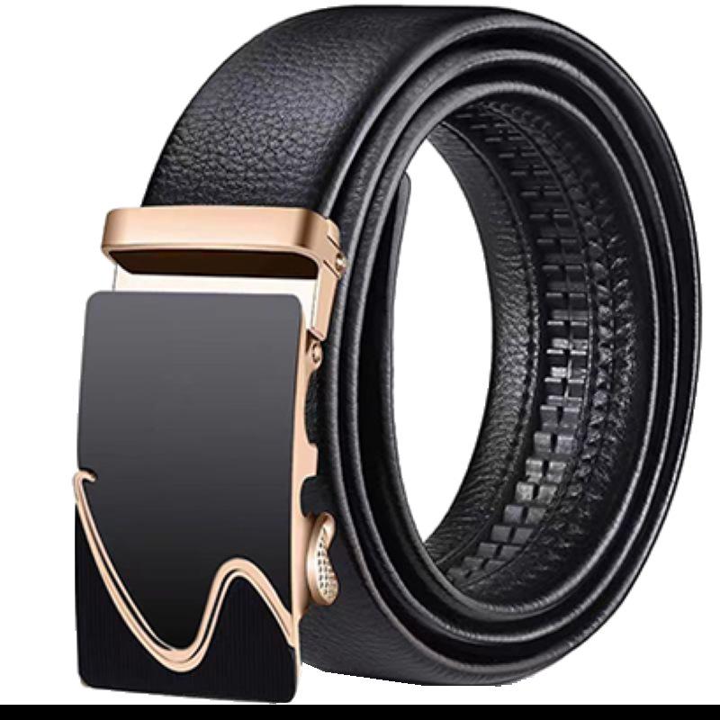 Men's Durable Automatic Buckle Leather Belt - Versatile Youth Business Trend Waistband