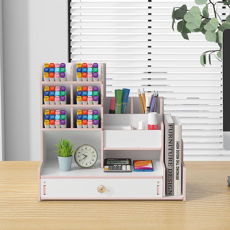 Nordischer Kreativer Holz-Stifthalter: Desktop-Organizer mit großer Kapazität und mehreren Fächern
