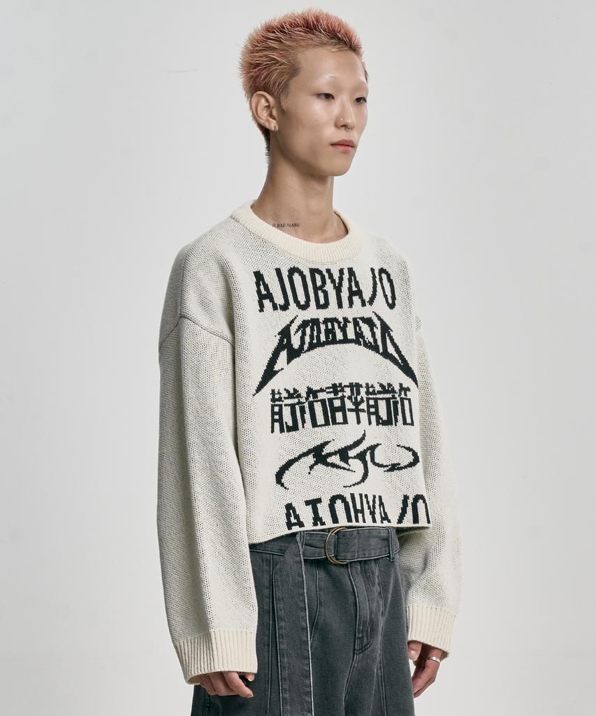 AJOBYAJO [Pba] Total Logo Cropped Sweater [Ivory]