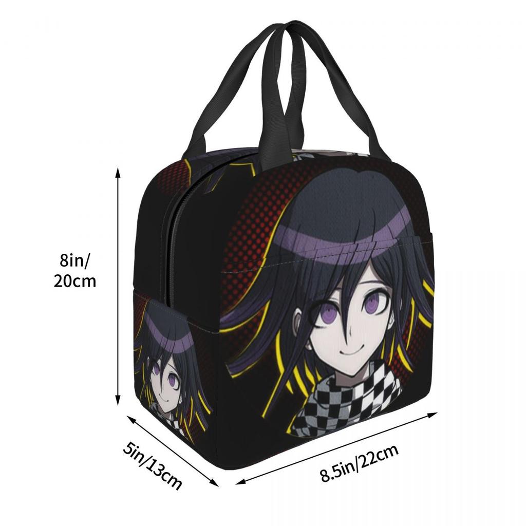 Anime Kokichi Ouma Danganronpa Game Insulated Lunch Bag for Women Children Portable Food Boxes Thermal Lunch Box Tote