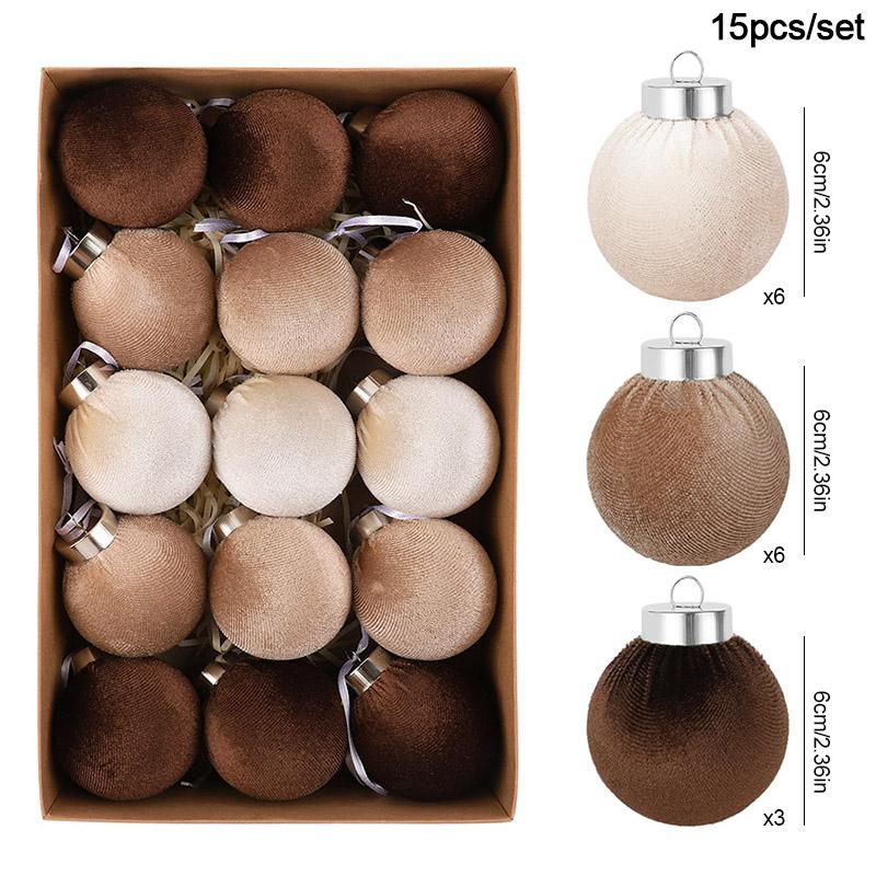 

15 шт. 6 см Бархатный Рождественский Шар Подвеска Большие Подвесные Шары для Рождественской Елки 2025 Рождественское Украшение для Дома Новогодняя Вечеринка 6CM