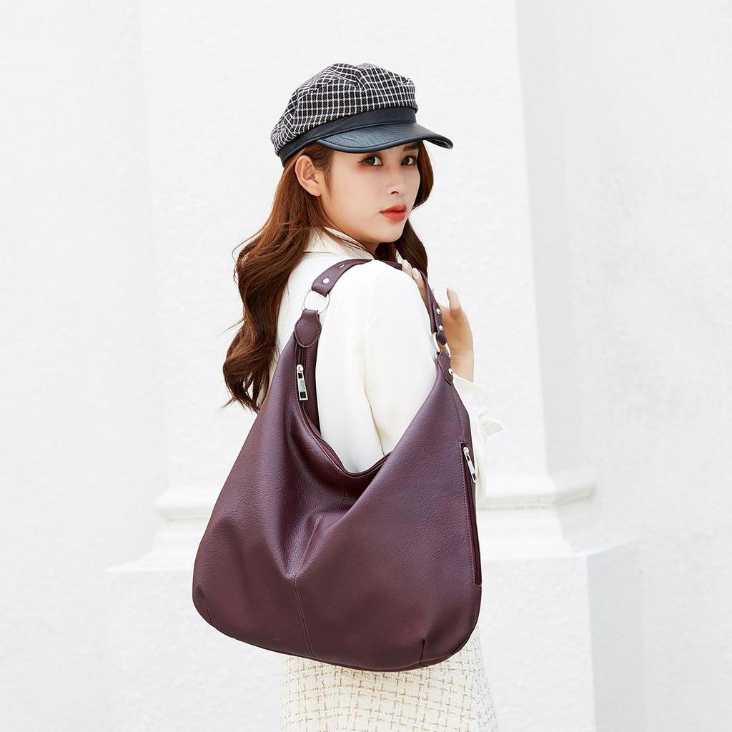Borsa Hobo Donna In Similpelle, Tracolla Vintage Grande - Marrone, Nero, Bianco E Altri Colori