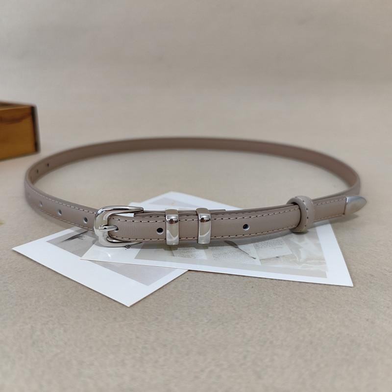 

Vintage Leather Belt For Women With Needle Buckle Summer Fashion Accessory Offwhite