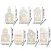 Mini White Glazed Ceramic LED Luminous Hollow House Christmas Decoration Creative Desktop Craft Home Decor
