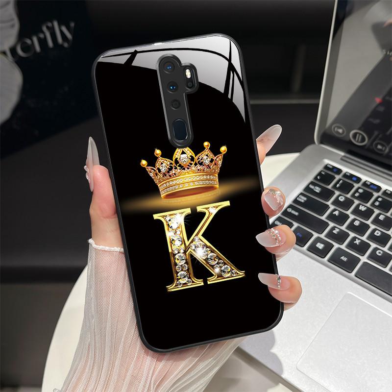 

For OPPO A9 2020 A5 2020 A11X Case Fashion Letters Hard Tempered Glass Back Covers For OPPOA9 OPPOA5 2020 Shockproof Phone Shell OPPO A9 (2020)