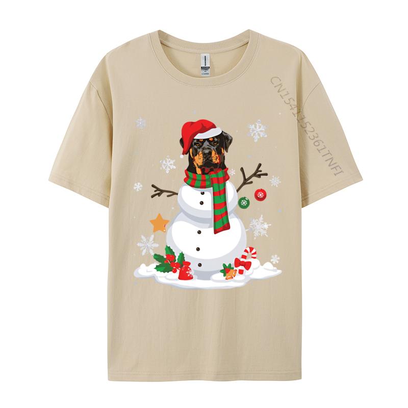 Funny Snowman Rottweiler Dog Santa Tshirt Black Cotton Tops  Tees Gift Cheap Custom T Shirt Brand Clothing