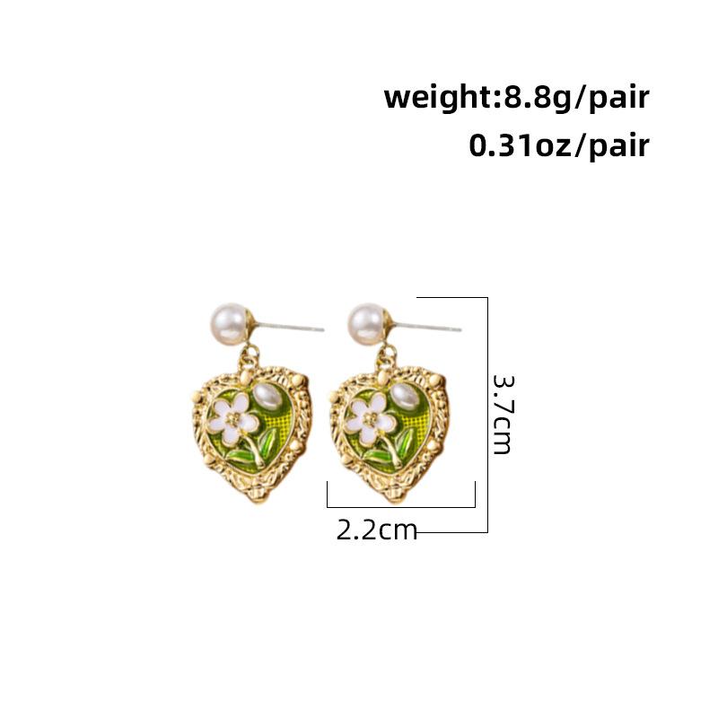 Western medieval old retro earrings, earrings, pink s925 silver needle earrings, flower earrings.