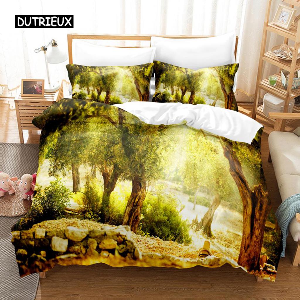 Natural Landscape Duvet Cover Set Blue Sky Lawn Flower Double Queen King Size 2/3Pcs Polyester Quilt Cover for Kids Teens Adults