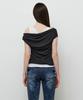 MONGDOL Double Layered One-Shoulder T-Shirt Charcoal Mdts093Charcoal