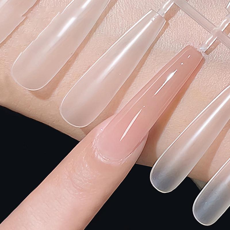 240Pcs Long T-Type False Nail Tips Acrylic Full Half Cover Fake Nails Soft Tips Professional Artificial Extension Accessories
