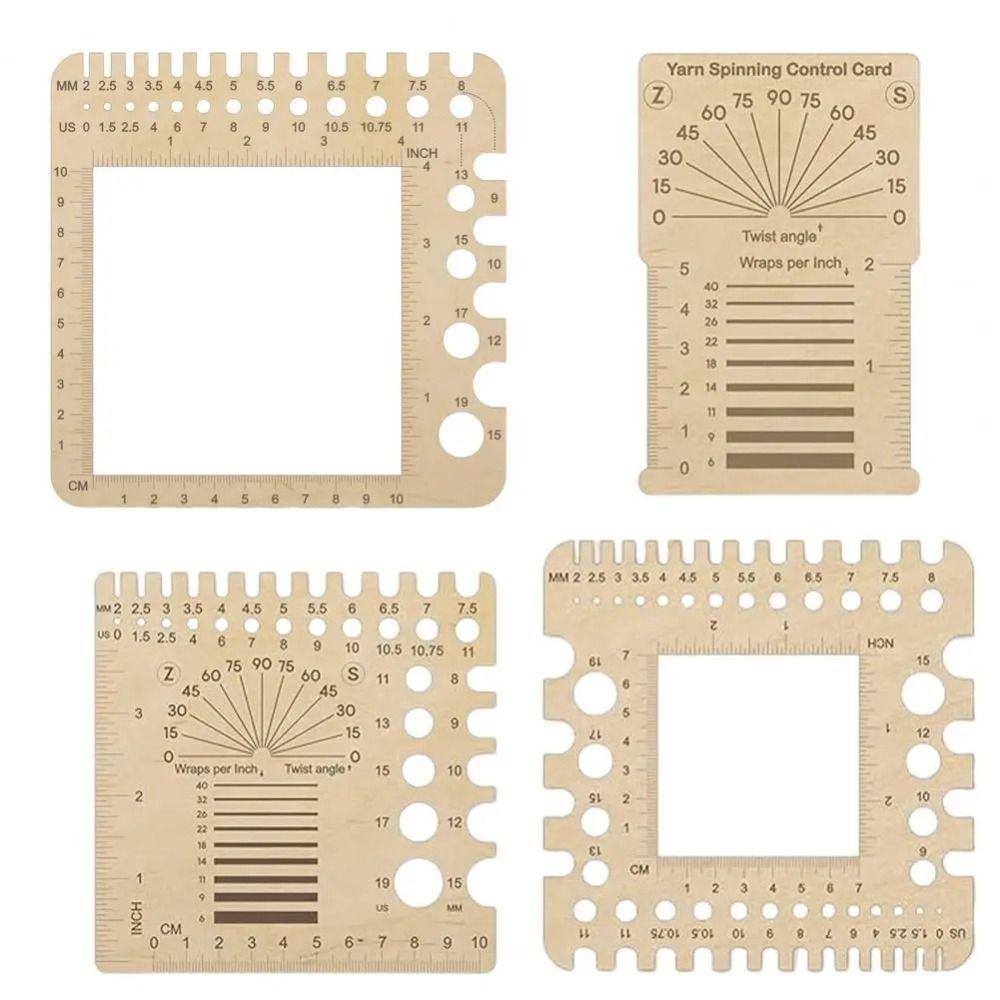 DIY Wood Knitting Needle Gauge Square Crochet Hooks Ruler  for Spinners Yarn Measuring Tools