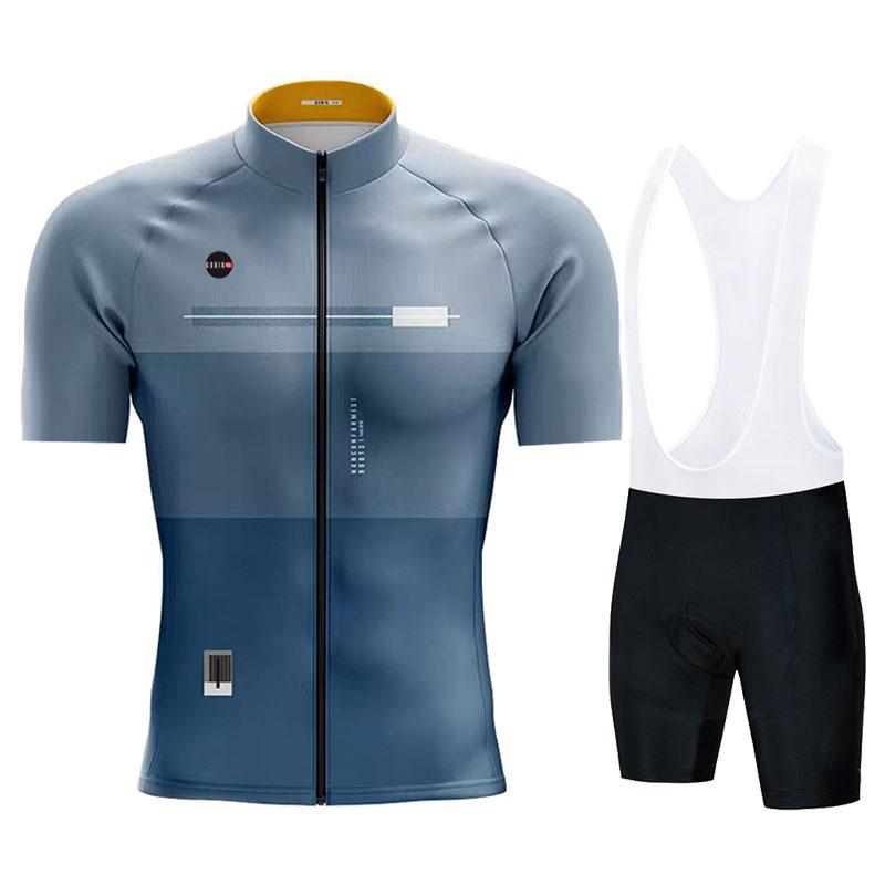Gobikful Ensemble Maillot de Cyclisme Manches Courtes Vêtements de Vélo 2026 Été Homme Bleu Maillot VTT Ciclismo Ensemble Cuissard à Bretelles Vélo
