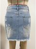 2023 European & American Out-Hip Casual Ripped Denim A-Line Skirt
