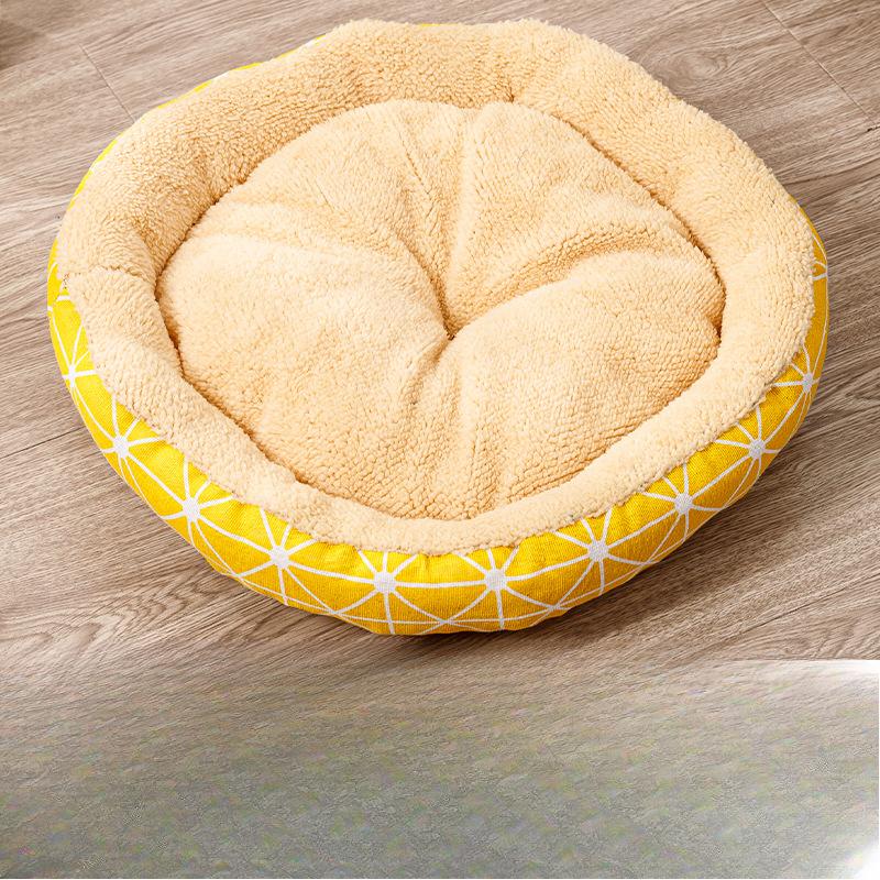 

Гнездо для домашних животных из овечьей шерсти, простой стиль, плюшевый холст, всесезонное универсальное гнездо для домашних животных и кошек, принадлежности L 55*10cm