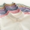 Autumn & Winter Pure Cotton Brushed Doll Collar Women's Solid Color Base Layer Shirt 8380