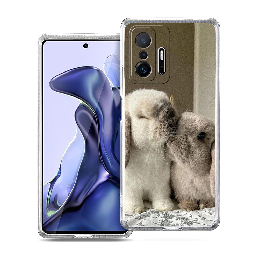 Cute White Baby Rabbits Phone Case For Xiaomi Mi Poco X6 X5 NFC X3 F6 F5 Pro F4 F3 15 14T 14 13T 12T 12 13 Lite 11 Clear Cover