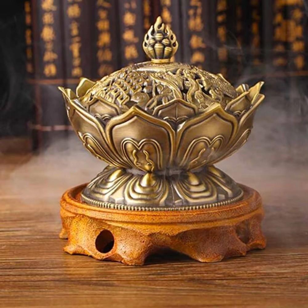 Single Layer Alloy Handmade Censer Brass Chinese Mini Sandalwood Censer Incense Art Ornaments