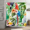 Bright Tropical Bird Shower Curtain Set with Green Leaves Perfect for Bathroom Decorations