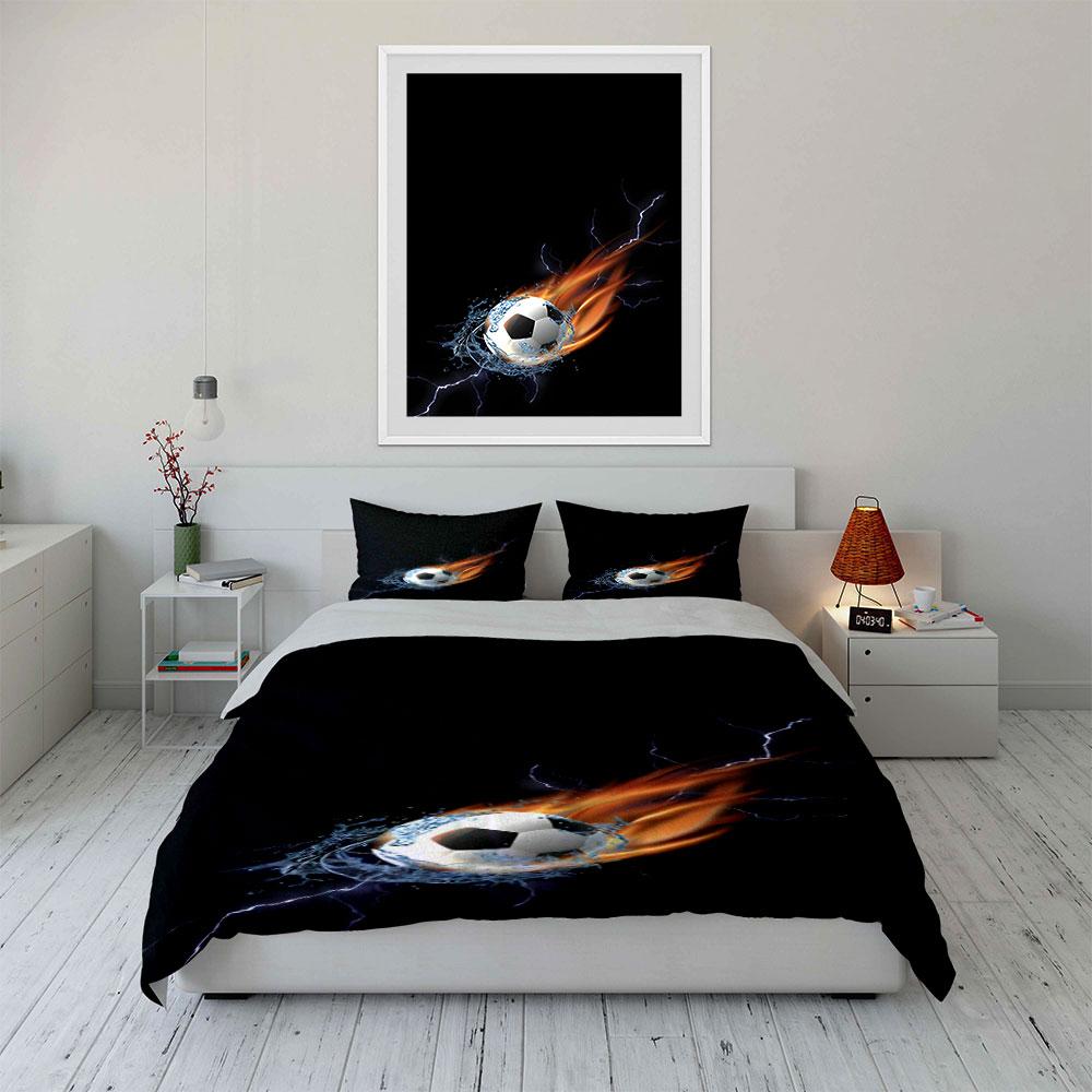 Flaming Soccer Ball Design. Bedding Sets Duvet Cover Sets Duvet Covers Pillowcases(1 * Duvet Cover 2 * Pillowcases Without Duvet Insert)