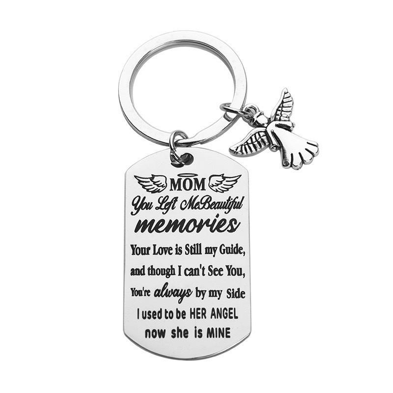 

Angel Retro Stainless Steel Minimalist Keychain Engraved Holiday Gift Stainless Steel Keychain for Mothers Day and Fathers Day Backpack Bag Pendant 2.8*5CM