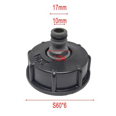 IBC Water Tank Faucet Plastic 60mm Coarse Thread Adapter For 1000L Container With Threaded Cap Hole And Hose Connection