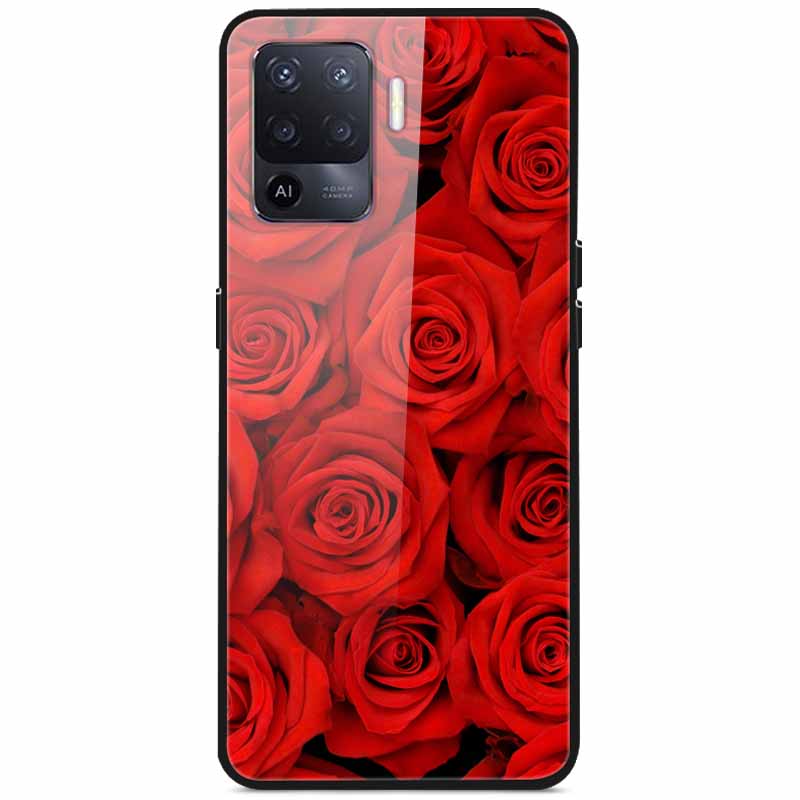 Tempered Glass Case For Oppo Reno5 Lite Hard Back Cover for Oppo Reno 5 Lite Luxury Painted Reno5Lite Funda 6.43'' Shockproof