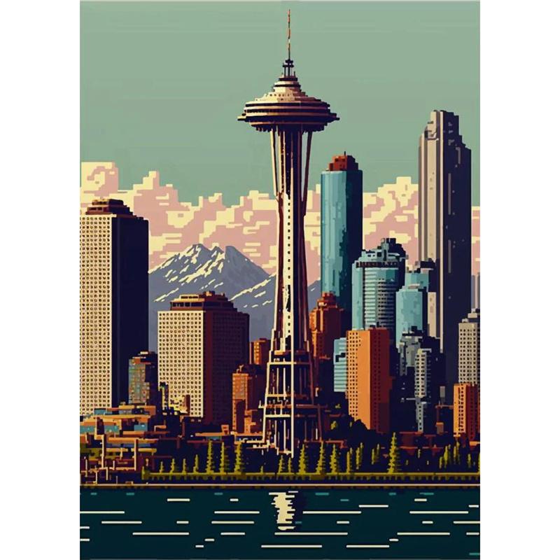 DIY Diamond Painting Buildings and Streets Stitch Kit Mosaic Art Diamond Painting Full Circle/Square Diamond Home Decoration