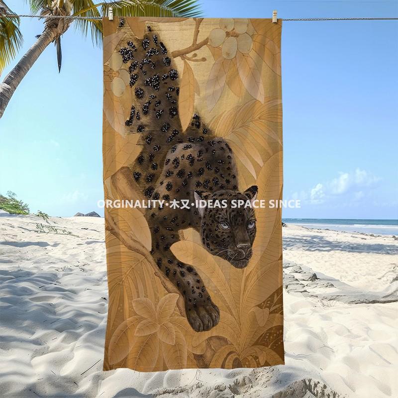 Luxury Jungle Panther Beach Towel Patterned Sunscreen And Windproof Suitable For Swimming Pool Camping Travel
