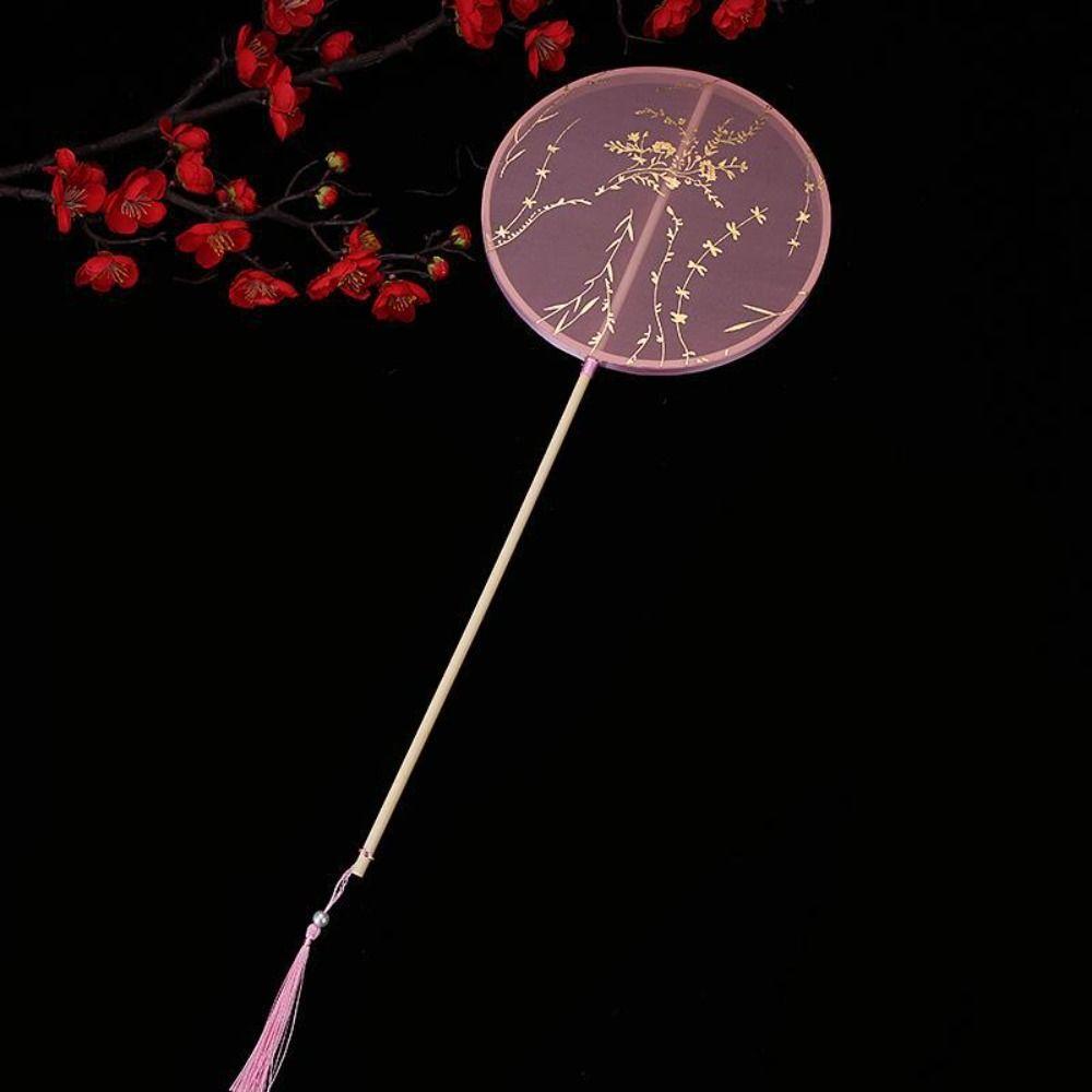 Long Handle Embroidery Fan Chinese Style Silk Fan Ancient Tuan Fan  Photography Prop