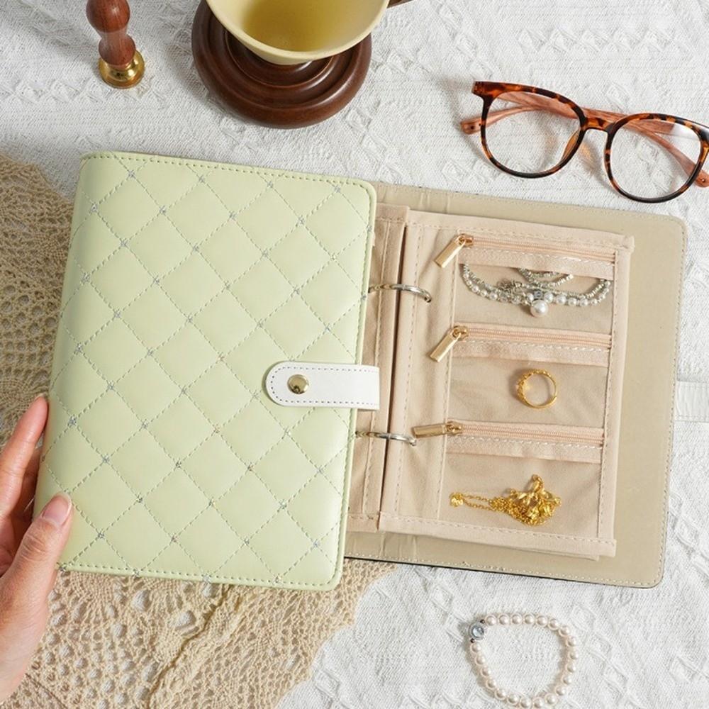 Zipper Jewelry Storage Book PU Leather Jewelry Organizer Roll Jewelry Storage Bag for Women