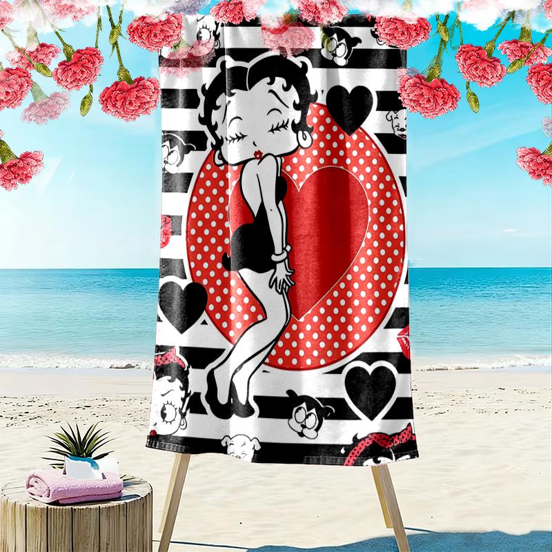 Betty Boop Beach Towel Perfect for Travel, Outdoor Activities, Swimming, Camping, Hiking