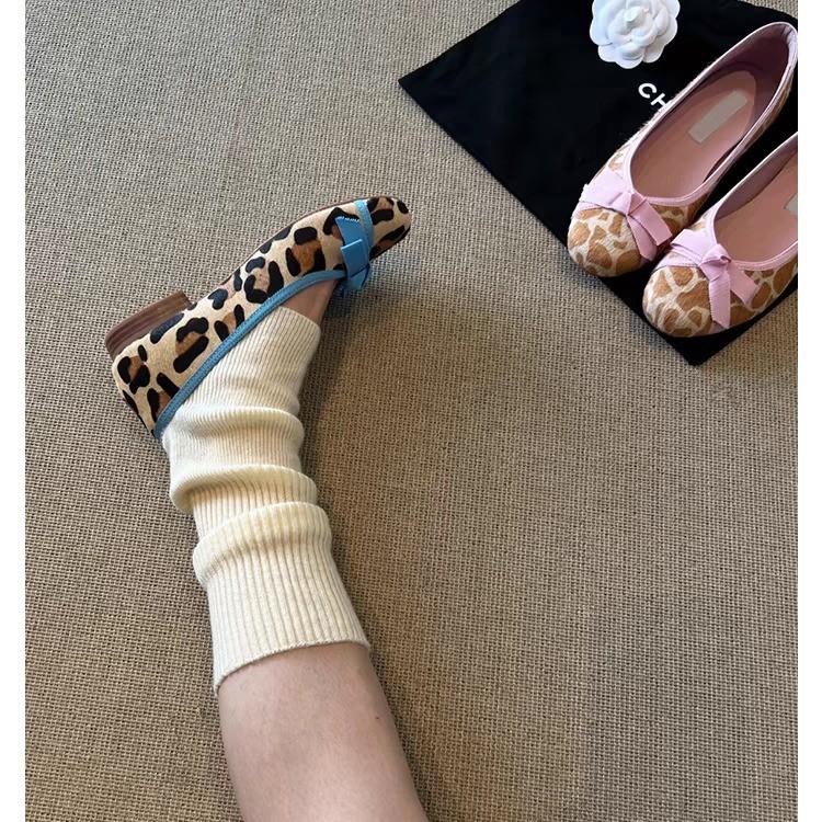 Faux leather version~ One-pedal British style light mouth single shoes women's bow round head imitation leather commuting low-heeled ballet shoes wome