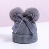 Double Ball Bow Cross-border Preferred Baby Hat Yarn Children's Hat Thickened Baby Hat Children's Knitted Hat