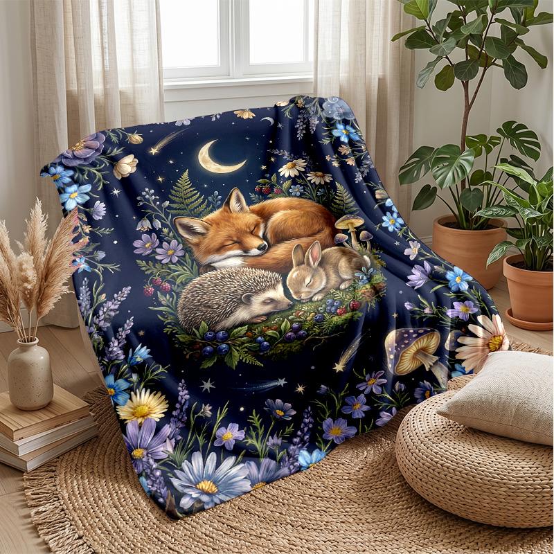 Nachtaktive Tiere Ruhend Thema Decke Leicht Warm Flanell Decke Dekorative Überwurfdecke für Heimdekoration