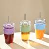 450Ml Tritan Straw Cup Milk Tea Cup Coffee Cup Multi-Color Belt Waist Sleeve Straw Water Cup