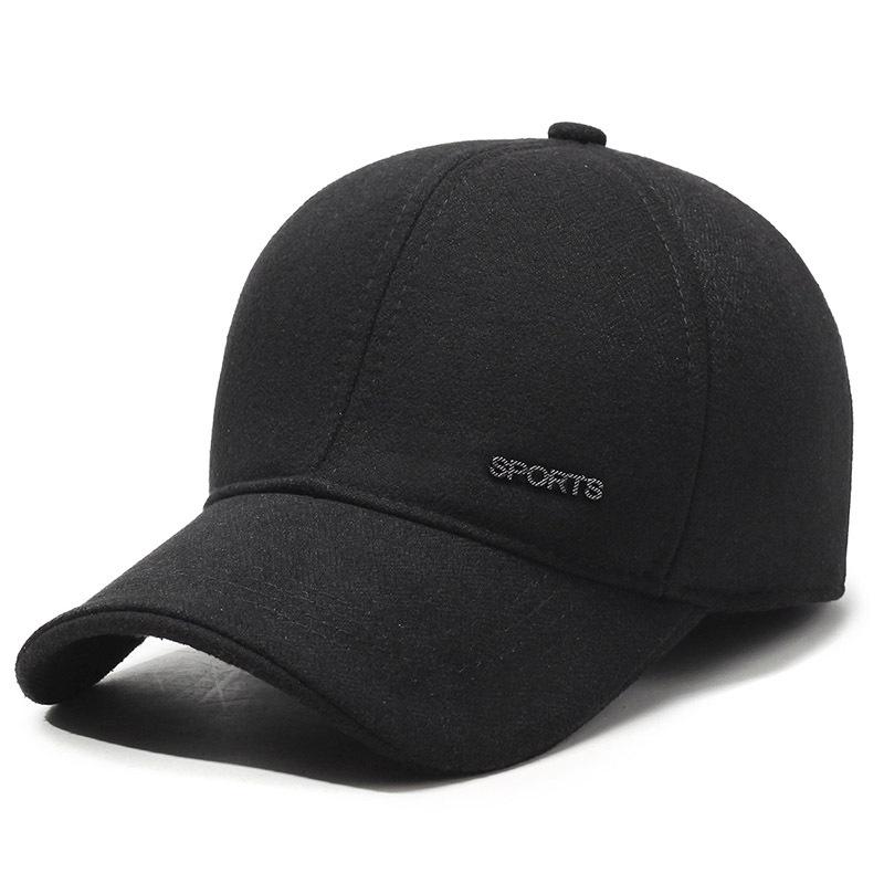 

Зимой пожилая бейсболка мужская утолщенная теплая папа дедушка шапка старика защитник ушей шерстяная шапка Adjustable чёрный