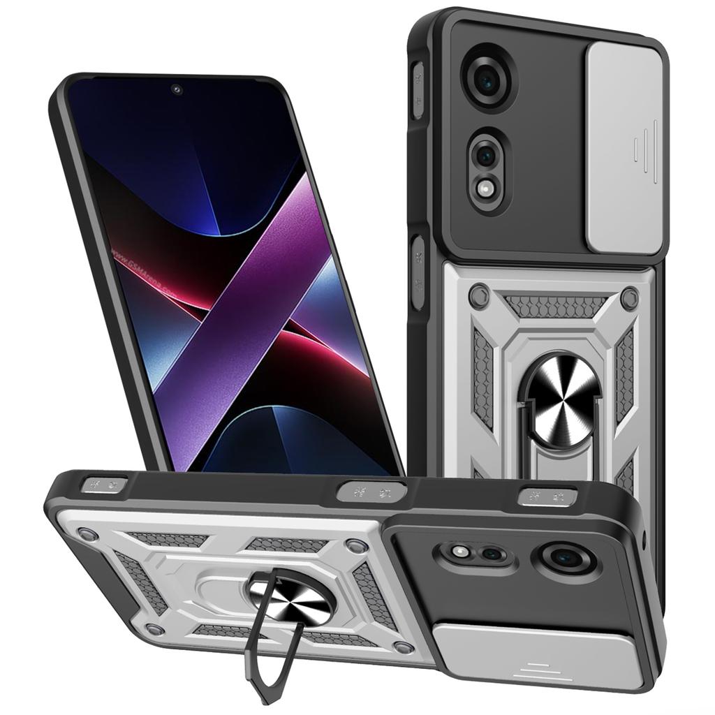 For ZTE Nubia Neo 2 5G Case with Slide Camera Lid PC+TPU Kickstand Phone Cover