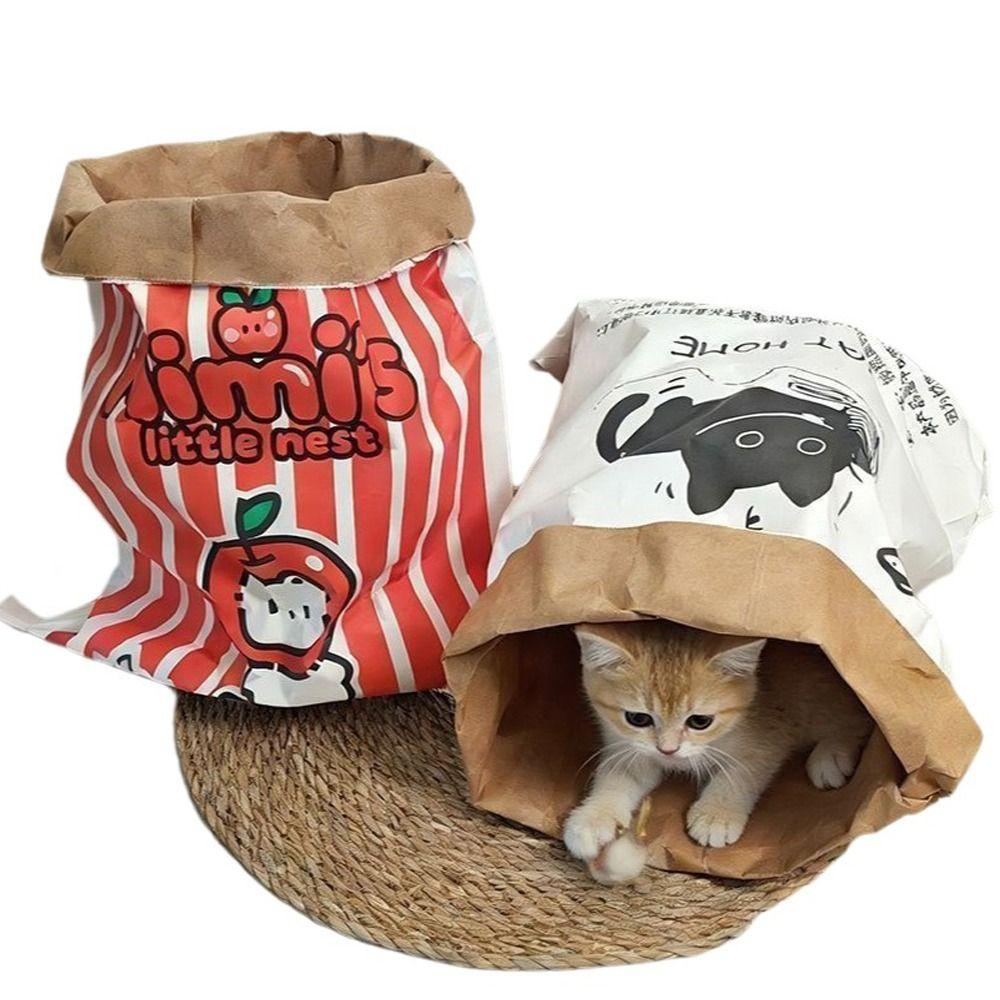 Hide-and-seek Kraft Paper Tunnel Chew Cat and Dog Kraft Paper Bag Creative Kraft Paper Cat Toy