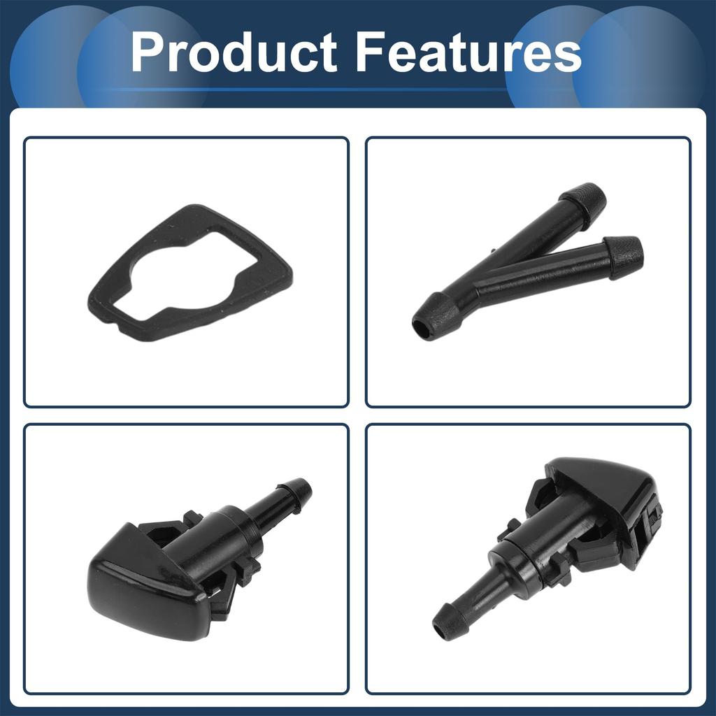 INFINAUTO Jeep Patriot 2008-2016 Främre Vindrutespolarmunstycke Slanganslutning Packning Nr.05303834AB Plast Svart