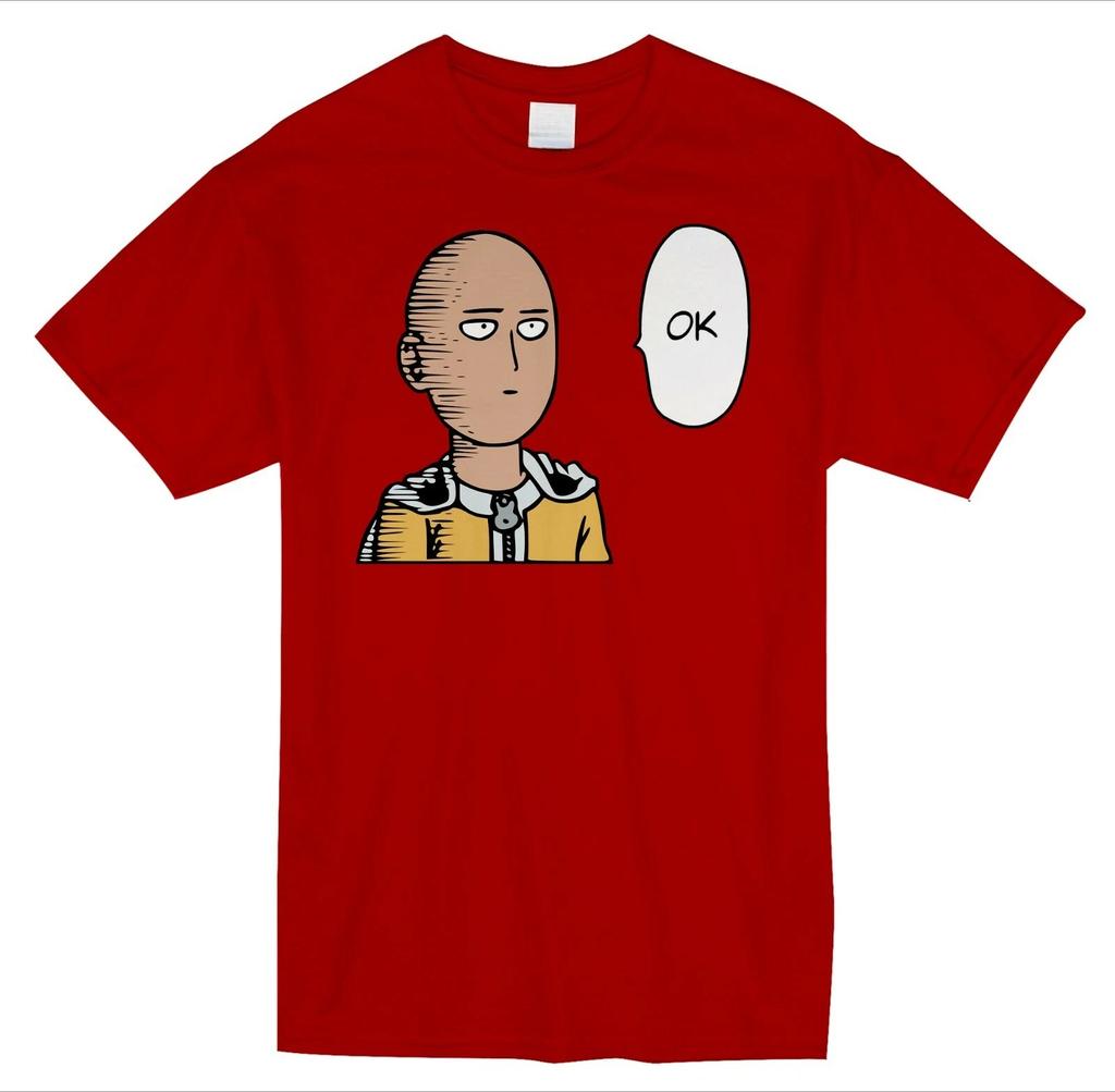 Streetwear Saitama One Punch Man Anime Manga Hero OK T-Shirt Men Women Fashion Short Sleeve Tee Cotton Oversized Loose Harajuku