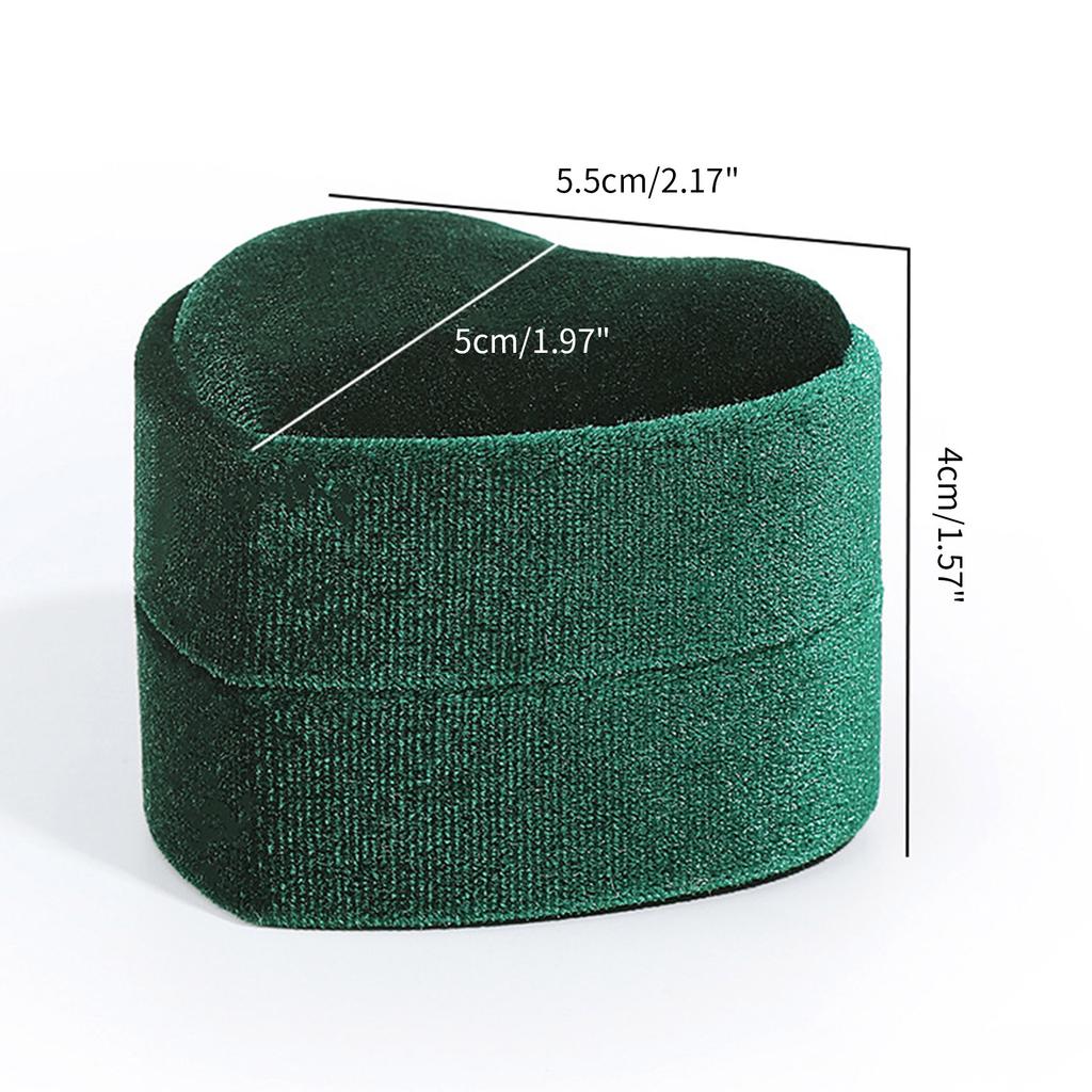 Valentines Day Gift Pink Green Heart Shape Ring Box Proposal Wedding Ceremony Flannelette Cases for Ring Earring Jewelry