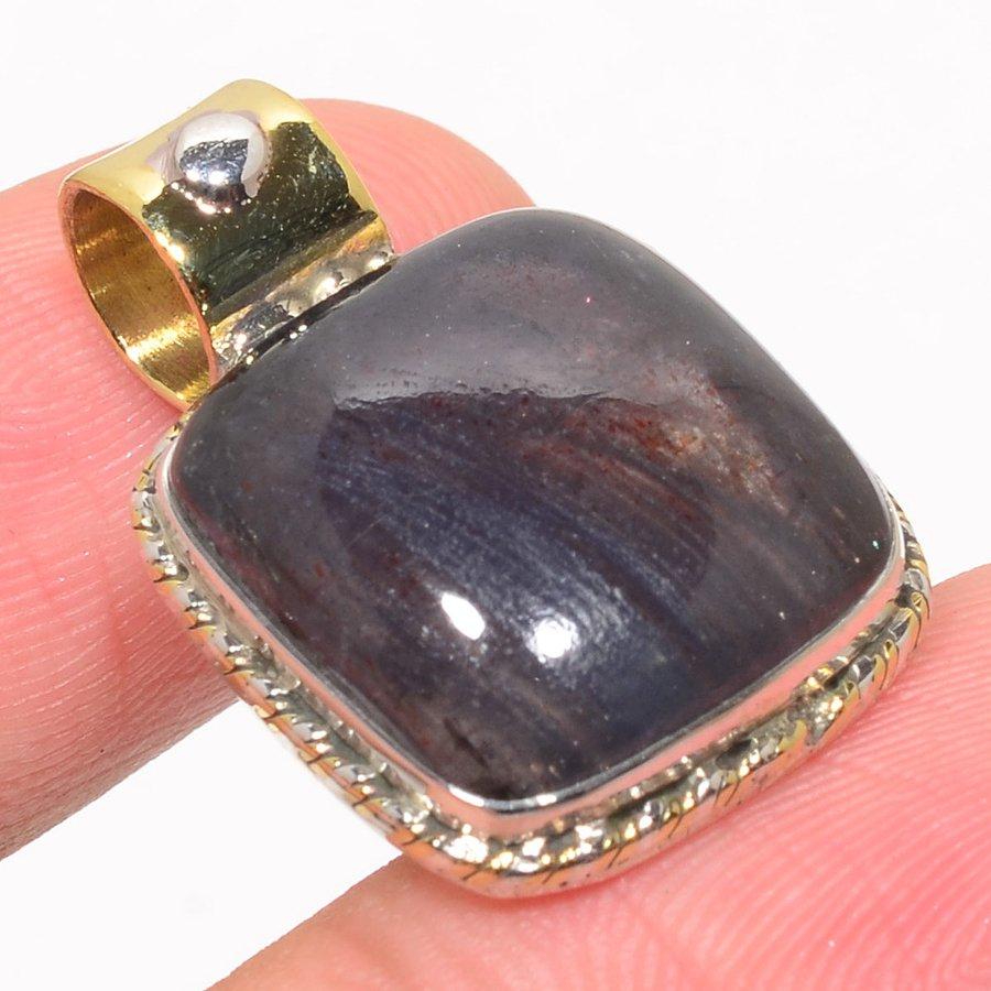 Natural Sunstone In Lolite Two Tone 925 Solid Sterling Silver Pendant 1.25" S0f46