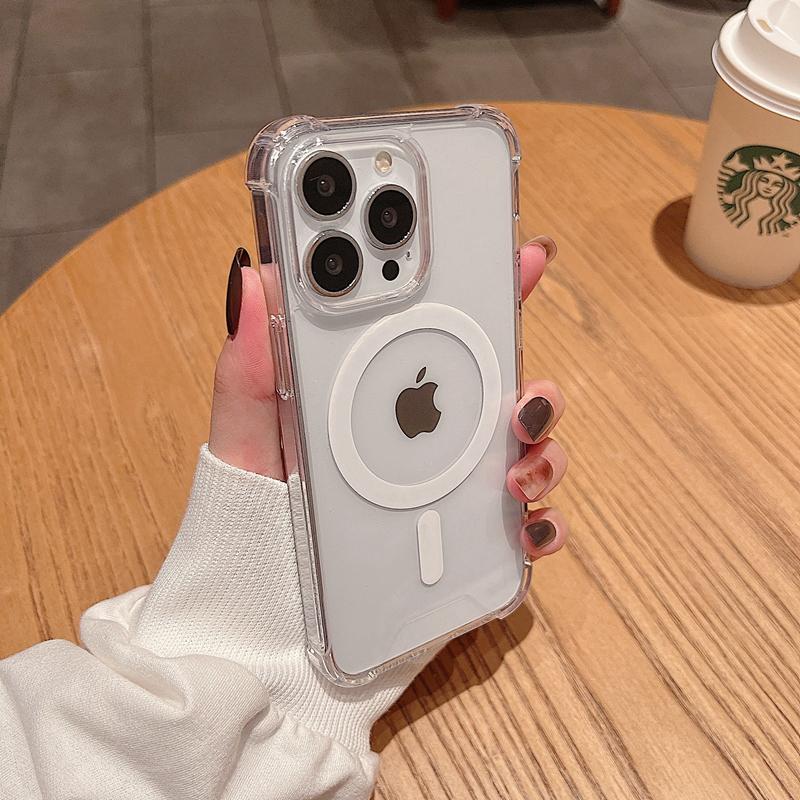Luxury Shockproof Magsafe Wireless Charge Transparen Case For iPhone 11 12 13 14 15 Pro Max Plus Magnetic Bumper Cover