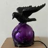 Mysterious Flying Crow Night Light with Glowing Purple Base - 3D Bird Sculpture & LED Orb for Gothic, Halloween & Home Decor