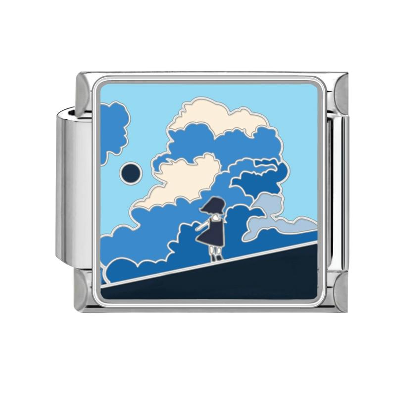 Blue Night Starry Sky Moon Star Cats Dog Heart Butterfly Italian Charm Links Fit 9mm Stainless Steel Bracelet Women DIY Making